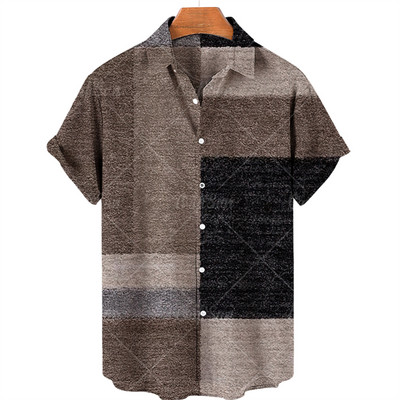 Mosaic Hawaiian meeste lühikeste varrukatega särk, avatud kraega ühe nööbiga särk, 3D prinditud lühikeste varrukatega, moodne vabaaja rannatop