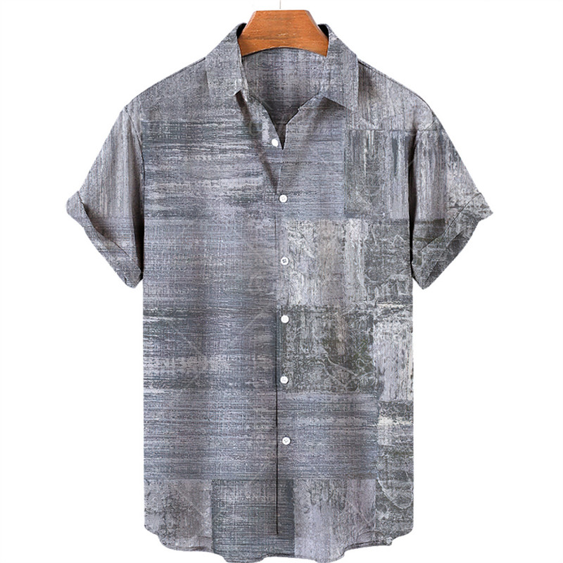 Mosaic Hawaiian meeste lühikeste varrukatega särk, avatud kraega ühe nööbiga särk, 3D prinditud lühikeste varrukatega, moodne vabaaja rannatop