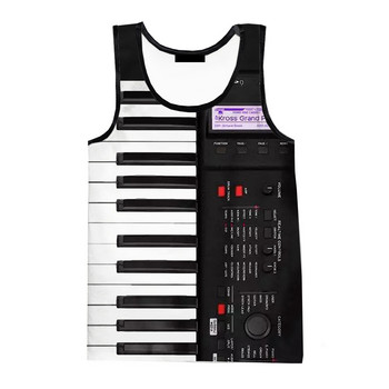 2023 Нови пиано Музика 3D печатни потници Мъжки жилетки Дамски модни ежедневни ризи без ръкави Хип-хоп улично облекло Големи тениски