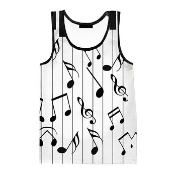2023 Нови пиано Музика 3D печатни потници Мъжки жилетки Дамски модни ежедневни ризи без ръкави Хип-хоп улично облекло Големи тениски