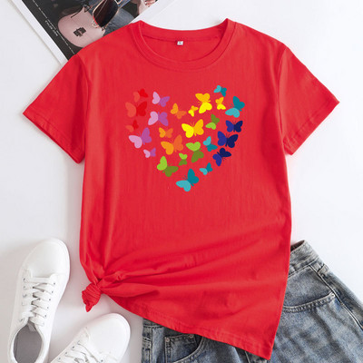 JFUNCY sieviešu topi ar īsām piedurknēm Sieviešu lielizmēra T-krekli Kokvilnas T-krekls Sieviešu Grafikas T krekli Korejas modes sieviešu krekls