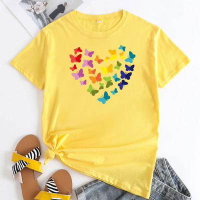 JFUNCY sieviešu topi ar īsām piedurknēm Sieviešu lielizmēra T-krekli Kokvilnas T-krekls Sieviešu Grafikas T krekli Korejas modes sieviešu krekls