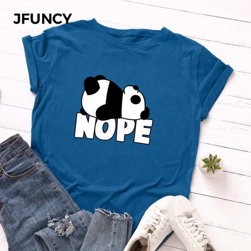 JFUNCY S-5XL Tricou pentru femei Tricou cu mânecă scurtă Topuri Tricou casual pentru femei cu imprimeu panda Tricou din bumbac de vară 2020