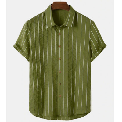 Modes vīriešu 3d svītrains krekls brīvdienu stilā ar īsām piedurknēm lielizmēra krekls vīriešu apģērbs ielas ikdienas džemperis ballītei pludmales tops