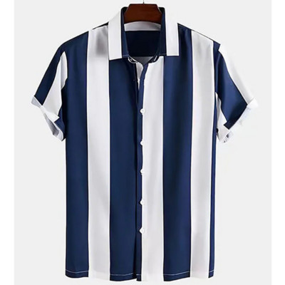 Modes vīriešu 3d svītrains krekls brīvdienu stilā ar īsām piedurknēm lielizmēra krekls vīriešu apģērbs ielas ikdienas džemperis ballītei pludmales tops