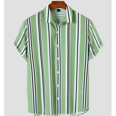 Modes vīriešu 3d svītrains krekls brīvdienu stilā ar īsām piedurknēm lielizmēra krekls vīriešu apģērbs ielas ikdienas džemperis ballītei pludmales tops