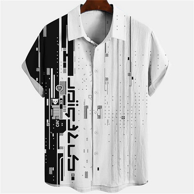 Modes vīriešu 3d svītrains krekls brīvdienu stilā ar īsām piedurknēm lielizmēra krekls vīriešu apģērbs ielas ikdienas džemperis ballītei pludmales tops