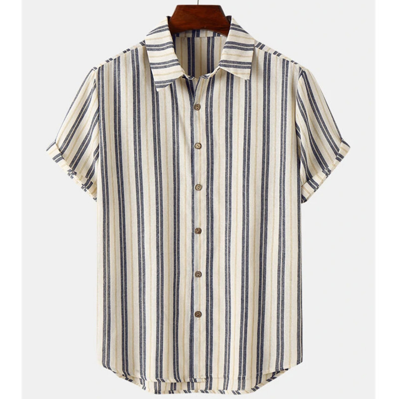 Modes vīriešu 3d svītrains krekls brīvdienu stilā ar īsām piedurknēm lielizmēra krekls vīriešu apģērbs ielas ikdienas džemperis ballītei pludmales tops