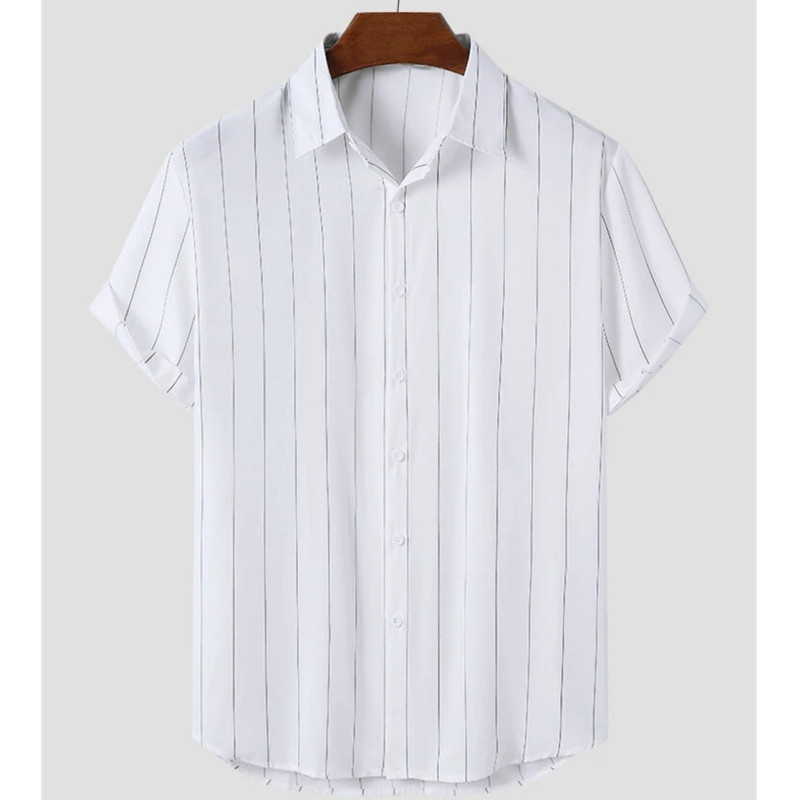 Modes vīriešu 3d svītrains krekls brīvdienu stilā ar īsām piedurknēm lielizmēra krekls vīriešu apģērbs ielas ikdienas džemperis ballītei pludmales tops