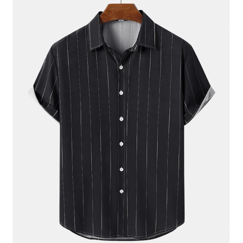 Modes vīriešu 3d svītrains krekls brīvdienu stilā ar īsām piedurknēm lielizmēra krekls vīriešu apģērbs ielas ikdienas džemperis ballītei pludmales tops