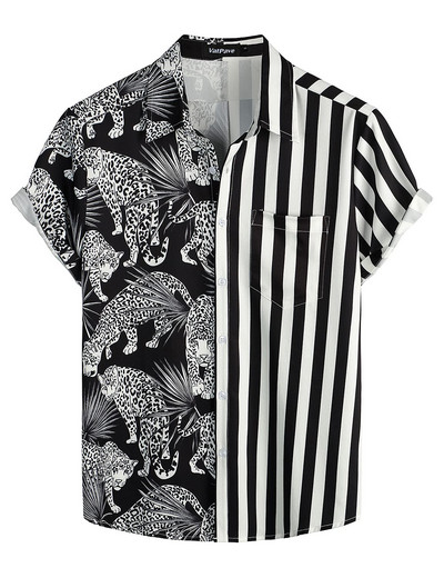 Καλοκαιρινό ανδρικό πουκάμισο Χαβάης με κέντημα με κουμπιά και κεντημένο πουκάμισο Ανδρικό ελαφρύ μεγάλου μεγέθους ρούχα