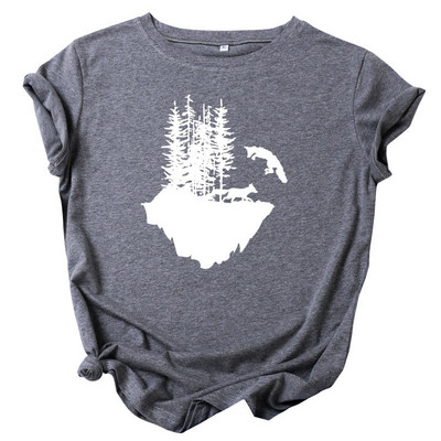 JFUNCY vasaras kokvilnas sieviešu T-krekls Wolf Mountain Graphic Print Sieviešu Tee Harajuku Ikdienas Tkrekls Sieviešu Krekli Topi