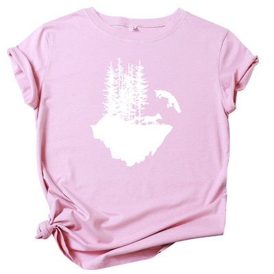 JFUNCY vasaras kokvilnas sieviešu T-krekls Wolf Mountain Graphic Print Sieviešu Tee Harajuku Ikdienas Tkrekls Sieviešu Krekli Topi