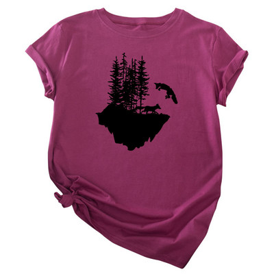 JFUNCY vasaras kokvilnas sieviešu T-krekls Wolf Mountain Graphic Print Sieviešu Tee Harajuku Ikdienas Tkrekls Sieviešu Krekli Topi