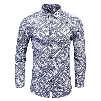 Vintage žute muške košulje s cvjetnim printom, luksuzna košulja s uskim krojem s paisley dugim rukavima Homme Streetwear za muškarce, svečana košulja 6XL 7XL