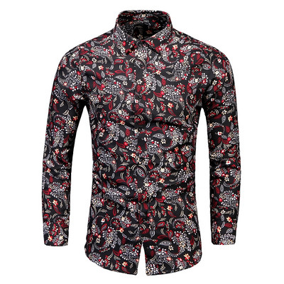 Vintage žute muške košulje s cvjetnim printom, luksuzna košulja s uskim krojem s paisley dugim rukavima Homme Streetwear za muškarce, svečana košulja 6XL 7XL