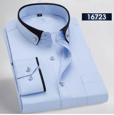 Labas kvalitātes pavasara rudens vīriešu biznesa kleitu krekls vīriešu formāla pogām uz leju apkakles krekls modes vīriešu ikdienas kleitu krekli