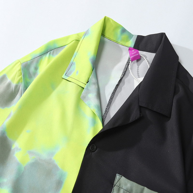 Y2K Πουκάμισα Hip Hop Tie-dye Πουκάμισο Ανδρικό Έγχρωμο Πουκάμισο Συνονθύλευμα Υπερμεγέθη Streetwear Φαρδιά Μπλούζα Μόδα Κορυφαία Ρούχα HE668
