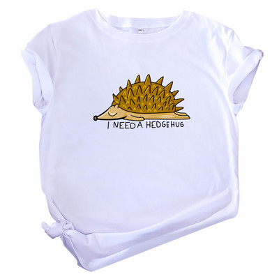 JFUNCY 2020 új pamut női póló Aranyos sündisznó rajzfilm nyomtatott nyári női felsők Többszínű rövid ujjú póló női póló