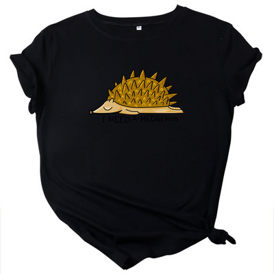 JFUNCY 2020 új pamut női póló Aranyos sündisznó rajzfilm nyomtatott nyári női felsők Többszínű rövid ujjú póló női póló