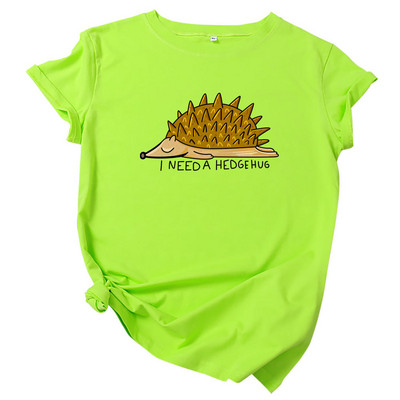 JFUNCY 2020 új pamut női póló Aranyos sündisznó rajzfilm nyomtatott nyári női felsők Többszínű rövid ujjú póló női póló