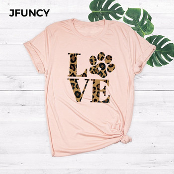 JFUNCY Summer T-shirt Love Leopard Print Γυναικείο Tshirt Casual Κορεάτικο γραφικό Hip Hop T-shirt Γυναικεία μπλουζάκια μπλουζάκια