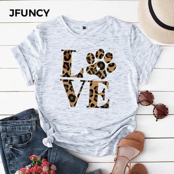 JFUNCY Summer T-shirt Love Leopard Print Γυναικείο Tshirt Casual Κορεάτικο γραφικό Hip Hop T-shirt Γυναικεία μπλουζάκια μπλουζάκια