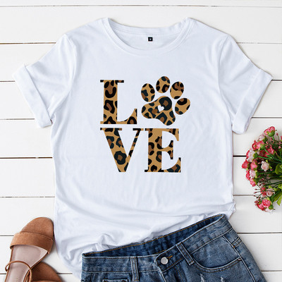 Tricou de vară JFUNCY Love Leopard Print Tricou pentru femei Casual stil coreean Tricou grafic Hip Hop Tricou pentru femei Topuri