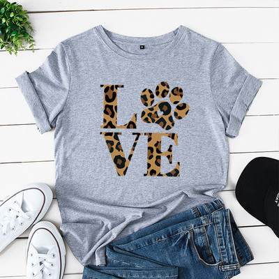 Tricou de vară JFUNCY Love Leopard Print Tricou pentru femei Casual stil coreean Tricou grafic Hip Hop Tricou pentru femei Topuri