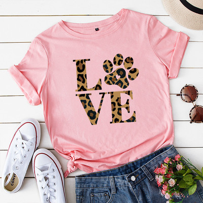 Tricou de vară JFUNCY Love Leopard Print Tricou pentru femei Casual stil coreean Tricou grafic Hip Hop Tricou pentru femei Topuri