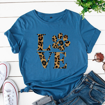 Tricou de vară JFUNCY Love Leopard Print Tricou pentru femei Casual stil coreean Tricou grafic Hip Hop Tricou pentru femei Topuri