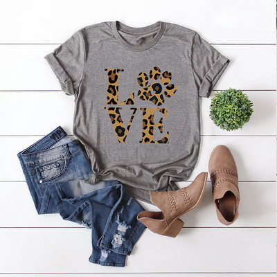 Tricou de vară JFUNCY Love Leopard Print Tricou pentru femei Casual stil coreean Tricou grafic Hip Hop Tricou pentru femei Topuri