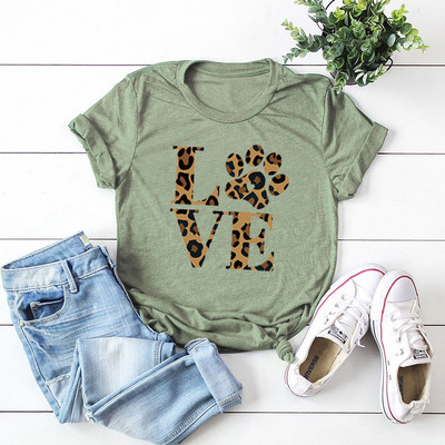 Tricou de vară JFUNCY Love Leopard Print Tricou pentru femei Casual stil coreean Tricou grafic Hip Hop Tricou pentru femei Topuri