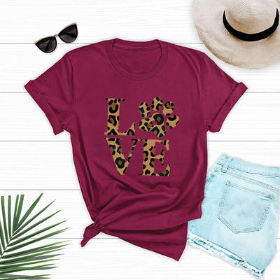 Tricou de vară JFUNCY Love Leopard Print Tricou pentru femei Casual stil coreean Tricou grafic Hip Hop Tricou pentru femei Topuri