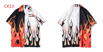 Vintage πουκάμισο Νέο καλοκαιρινό ανδρικό πουκάμισο Χαβάης κοντομάνικο Ανδρικό πουκάμισο Casual Lightning Skeleton Print Beach Ανδρικό πουκάμισο μεγάλου μεγέθους Hemd