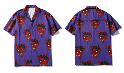 Vintage πουκάμισο Νέο καλοκαιρινό ανδρικό πουκάμισο Χαβάης κοντομάνικο Ανδρικό πουκάμισο Casual Lightning Skeleton Print Beach Ανδρικό πουκάμισο μεγάλου μεγέθους Hemd