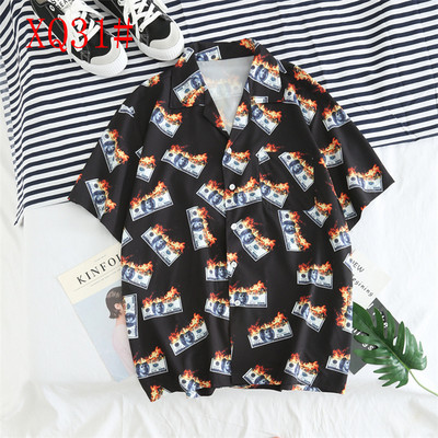 Vintage πουκάμισο Νέο καλοκαιρινό ανδρικό πουκάμισο Χαβάης κοντομάνικο Ανδρικό πουκάμισο Casual Lightning Skeleton Print Beach Ανδρικό πουκάμισο μεγάλου μεγέθους Hemd