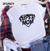 JFUNCY Tricou de vară pentru femei 5XL Tricou cu imprimeu cu litere pentru mama Tricou pentru femeie larg 100% bumbac cu mânecă scurtă Tricou pentru damă