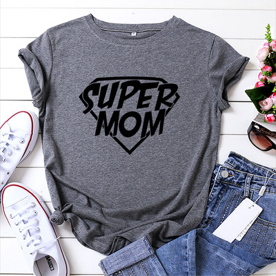 JFUNCY Tricou de vară pentru femei 5XL Tricou cu imprimeu cu litere pentru mama Tricou pentru femeie larg 100% bumbac cu mânecă scurtă Tricou pentru damă