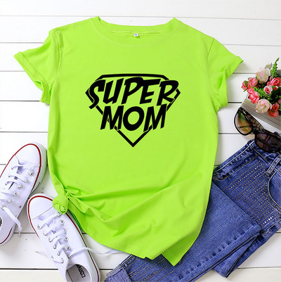 JFUNCY Tricou de vară pentru femei 5XL Tricou cu imprimeu cu litere pentru mama Tricou pentru femeie larg 100% bumbac cu mânecă scurtă Tricou pentru damă