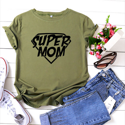 JFUNCY Tricou de vară pentru femei 5XL Tricou cu imprimeu cu litere pentru mama Tricou pentru femeie larg 100% bumbac cu mânecă scurtă Tricou pentru damă