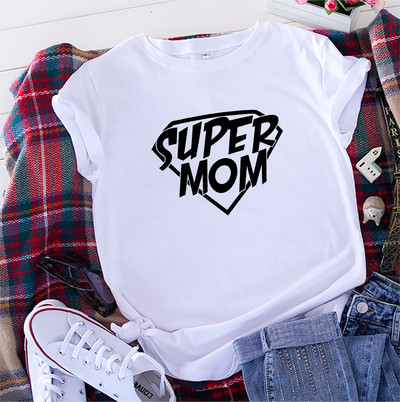 JFUNCY Tricou de vară pentru femei 5XL Tricou cu imprimeu cu litere pentru mama Tricou pentru femeie larg 100% bumbac cu mânecă scurtă Tricou pentru damă