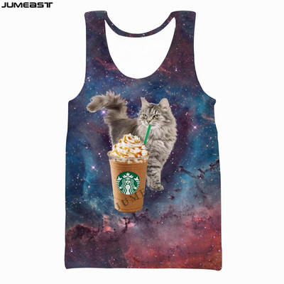 Jumeast Vyrai Moteriški 3D spausdinta liemenė Negabaritinė moteriška gatvės apranga Katė, valganti picą, trumpomis rankovėmis, sportiniai megztiniai, vasariniai marškinėliai marškinėliai