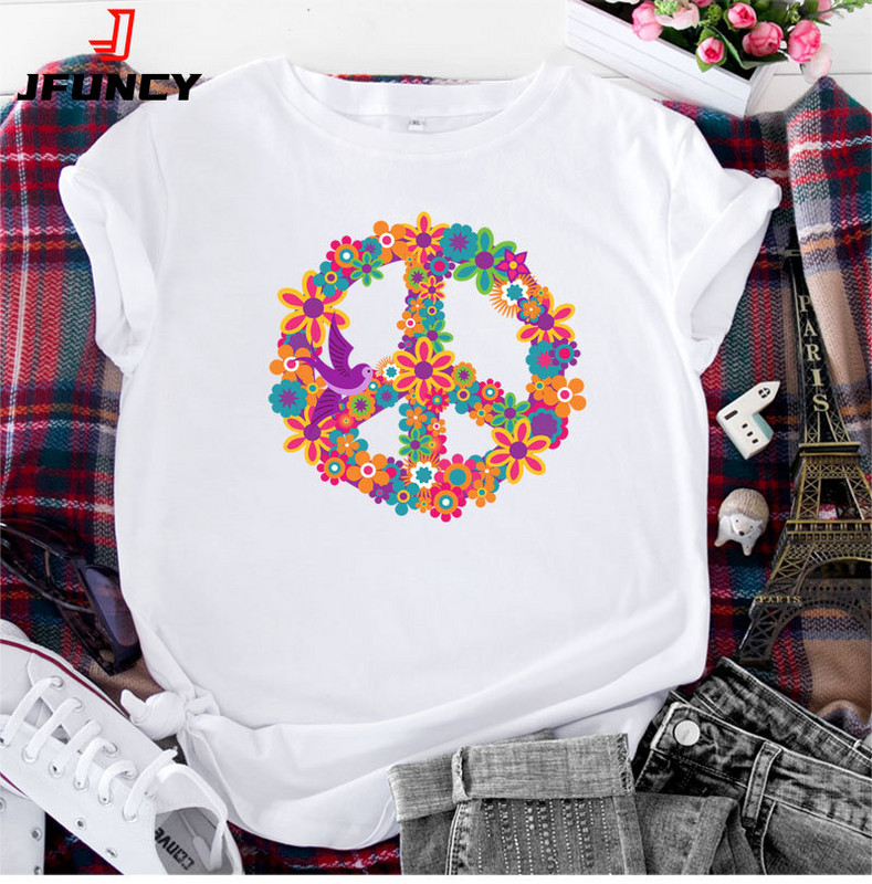 JFUNCY S-5XL 2022 Letné dámske bavlnené tričko s potlačou mieru, grafické tričká s krátkym rukávom, dámske topy, ružové tričko