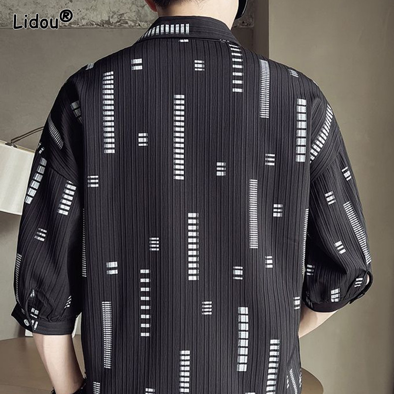 Laza divatos férfi alkalmi ingek nyomógombos rövid ujjú, lehajtható gallér tavaszi nyár vékony, jóképű férfi ruházat 2023