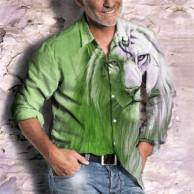 Ανδρικό πουκάμισο 2023 Sailing Lion HD Graphics Casual Outdoor Street Fashion Soft Comfort Material Ανδρικό πουκάμισο μακρυμάνικο μπλουζάκι