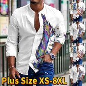 Vīriešu klasiskā dizaina poga Žilbinošs krāsains krekls ar apdruku garām piedurknēm ikdienas ikdienas krekls Slim Fit piepilsētas krekls XS-8XL