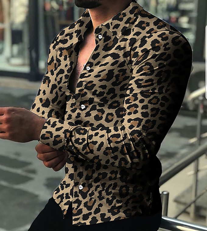 Meeste uus pimestava trükiga igapäevane vabaajasärk Moodne nööpidega pikkade varrukatega särk klassikalise disainiga õhuke särk XS-8XL