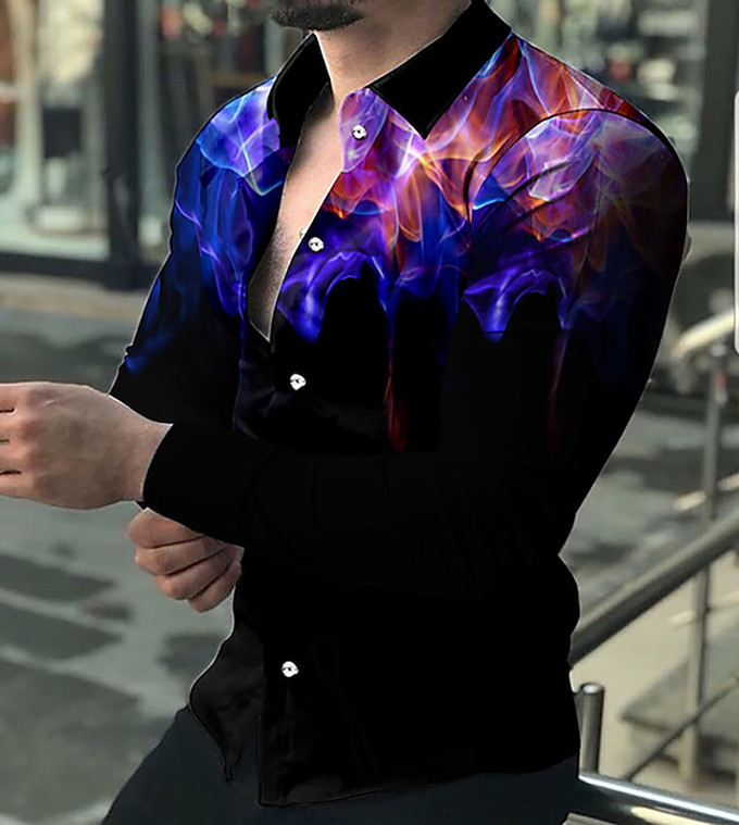 Meeste uus pimestava trükiga igapäevane vabaajasärk Moodne nööpidega pikkade varrukatega särk klassikalise disainiga õhuke särk XS-8XL