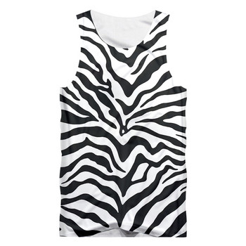 OGKB Потници Мъжка нова риза без ръкави Черен бял Леопард Тигър Stipe Print 3D отпечатан голям размер Habiliment за мъже Лято